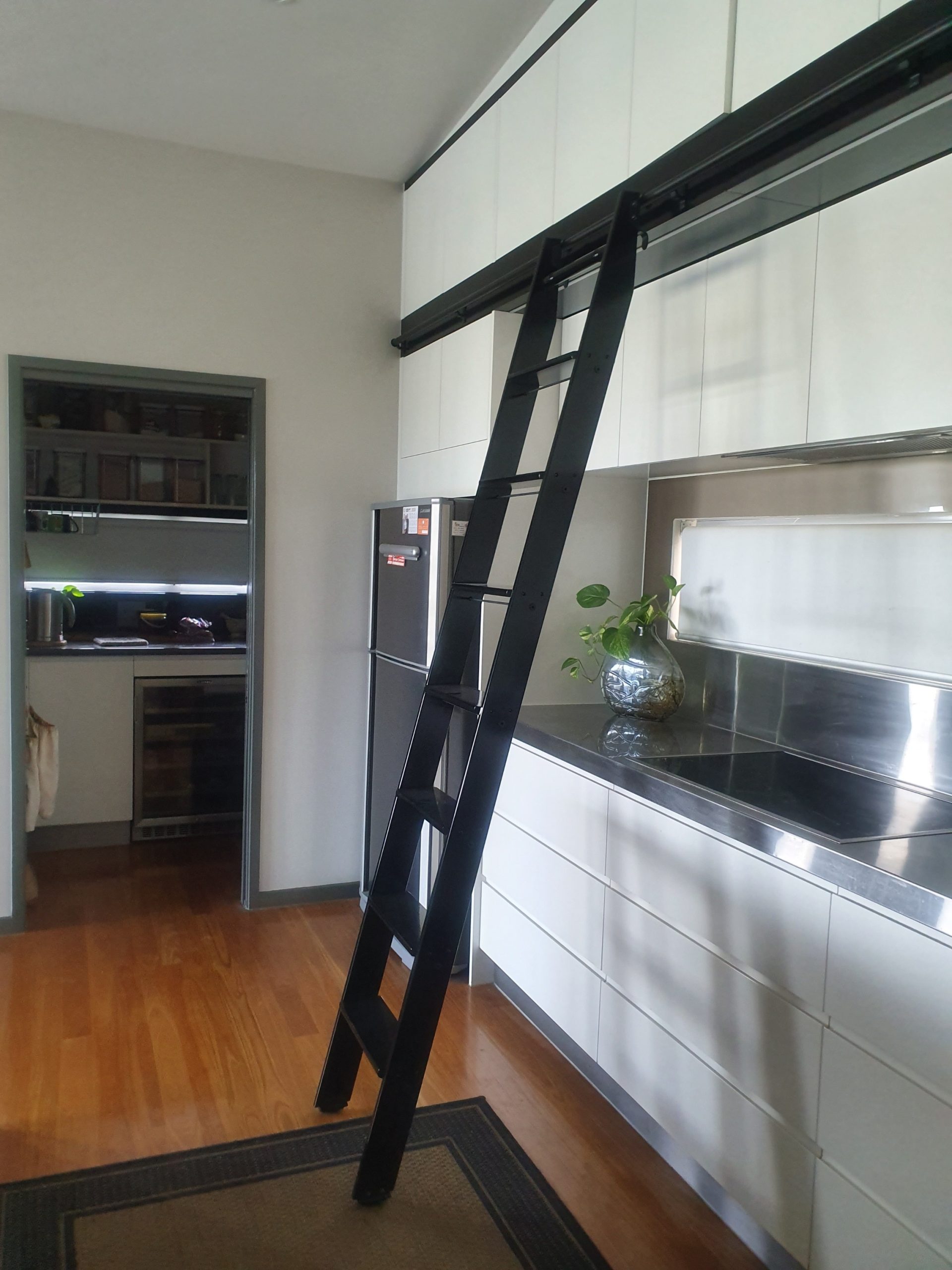 fixed library ladder kitchen - Access Ladders Qld