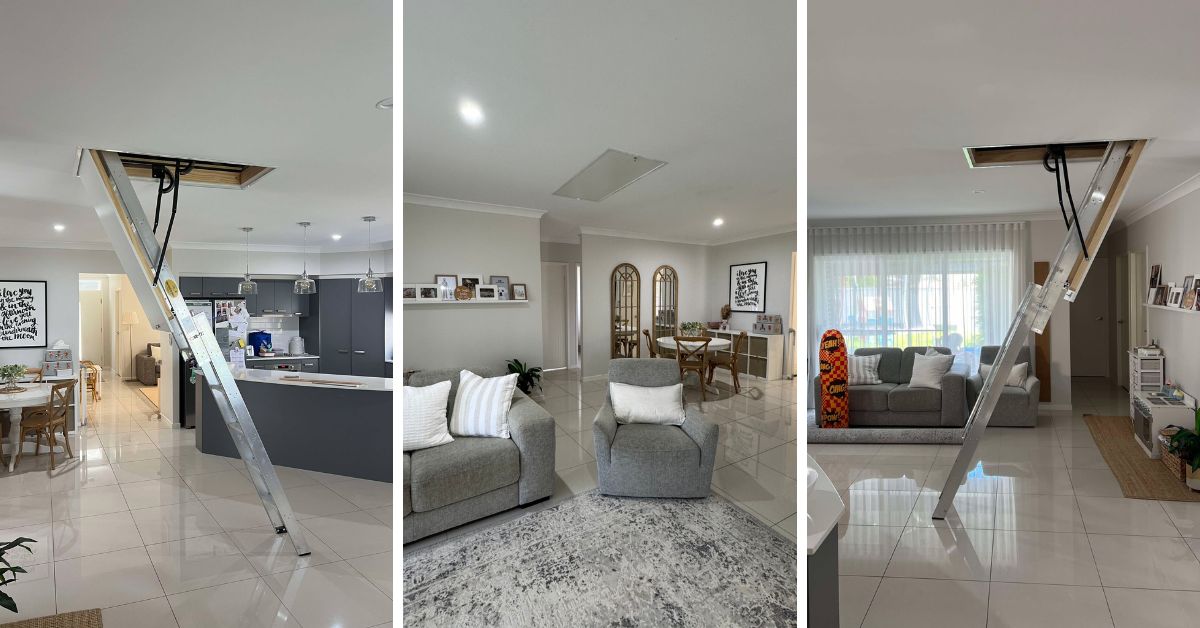 aluminium attic ladder clean ceiling finish Australia