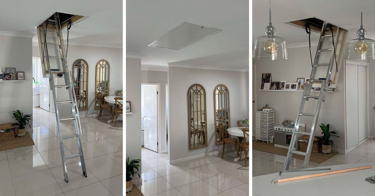 aluminium attic ladder installed in modern Brisbane home